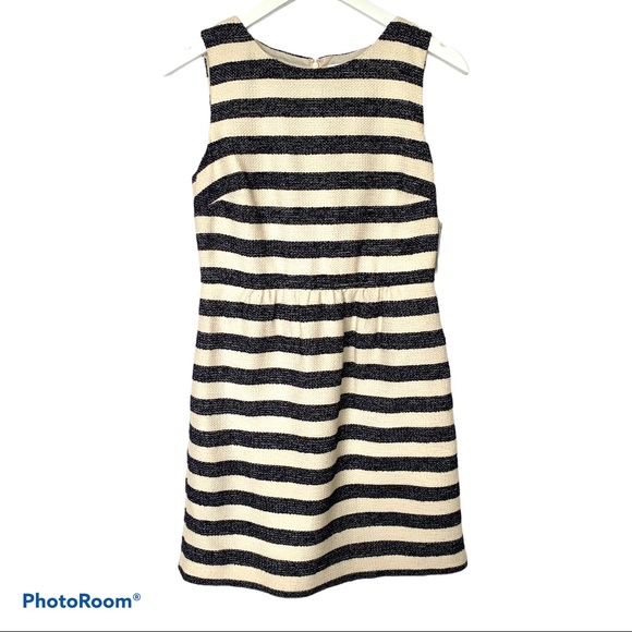 NWT Crown & Ivy Striped A-Line Dress Navy & Cream - Picture 2 of 13